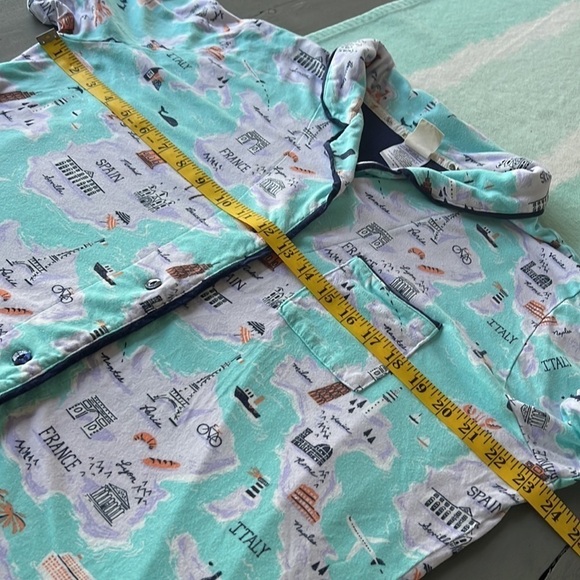 Munki Munki‎ European Travel Print Short Sleeve Front Button Down PJ Pajama Top - Picture 8 of 9